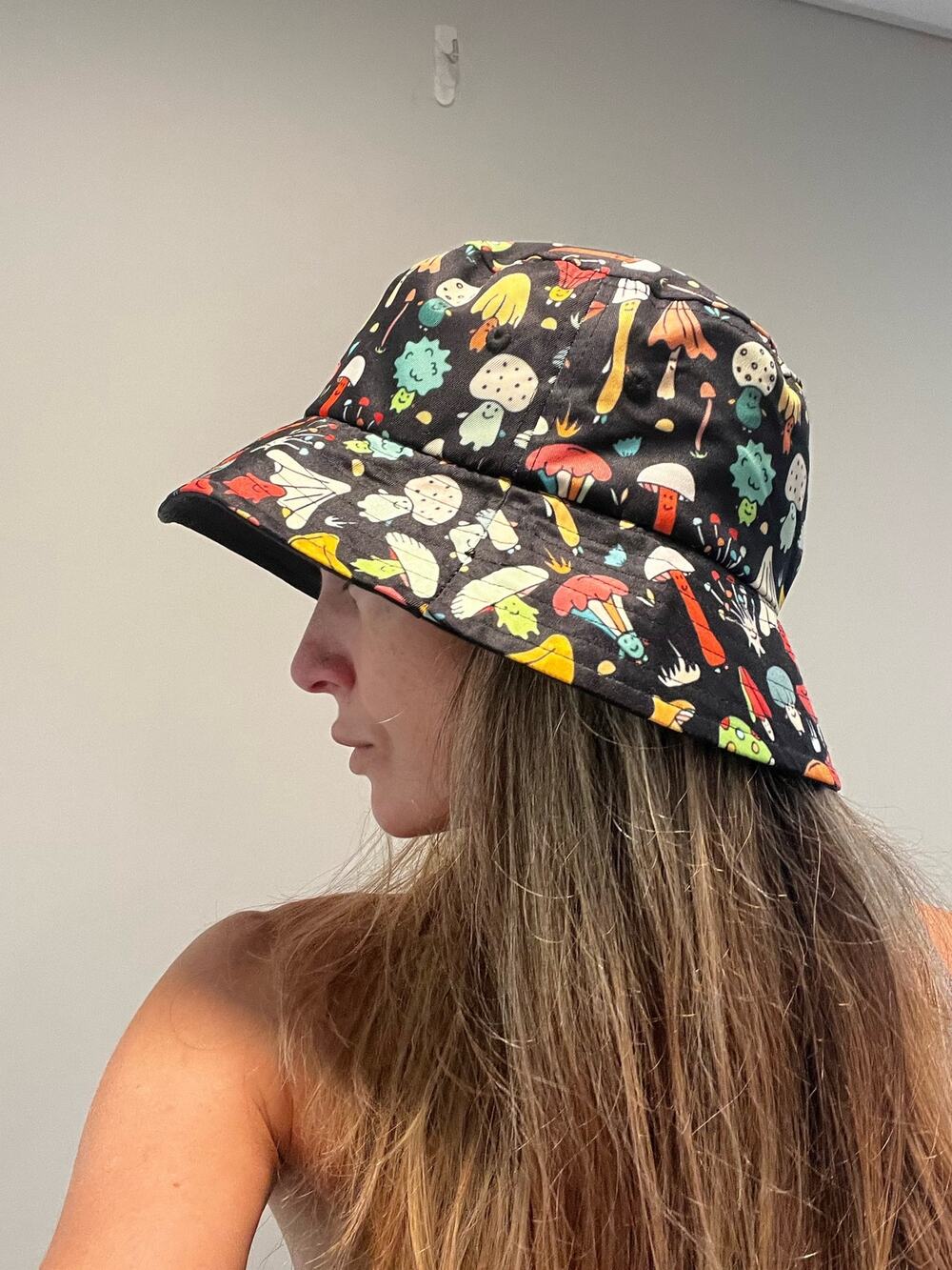 Mushroom Print Bucket Hat Women's Small